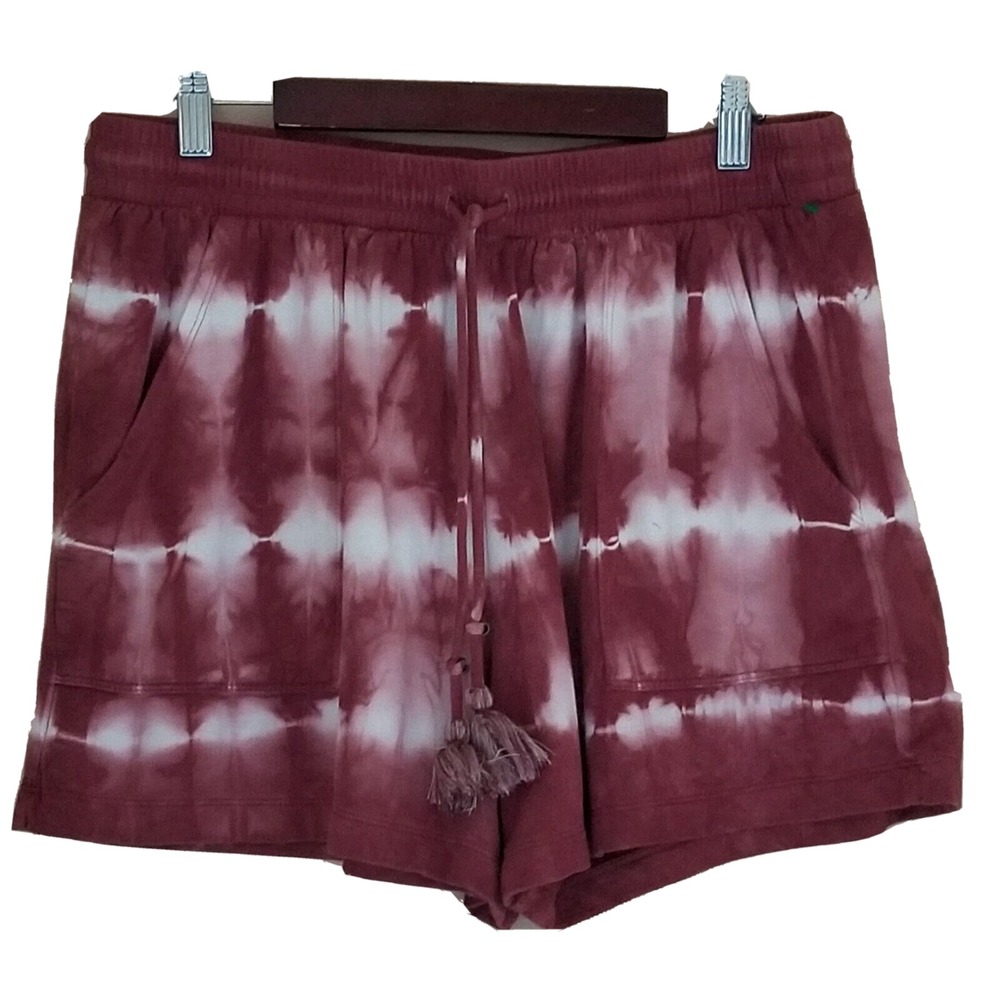 KNOX ROSE Tie Dye Lounge Shorts Tassel Elastic/Drawstring Wasit Pockets Womens M